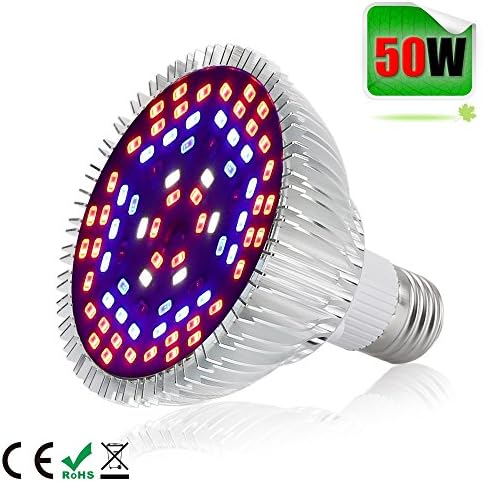 50W LED Grow Light Bulb,Alimu Grow lamp for indoor plants, Plant Light Bulb for Indoor Garden Greenhouse and Hydroponic Plants Full Spectrum (E27 78leds)