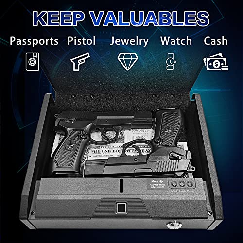 SafeDelux Gun Safe for Pistols Quick Access Fingerprint Gun Safety
