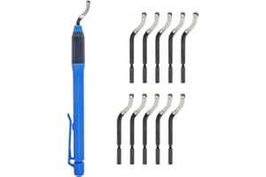 LINGGAN Deburring Tool Set NO2000 with 11 High Speed Steel Swivel Blades, 360 Degree Rotary Head for Metal, Resin, Aluminum, Copper, Plastic, 3D Printing, Brass, PVC Pipes - Ideal for Plumbing - Burr Removal