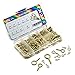 ECKJ 191pcs Screw Eyes Brass Plated Metal Eye Shape Screw Self Tapping Screws includes 9 Sizes Color Gold