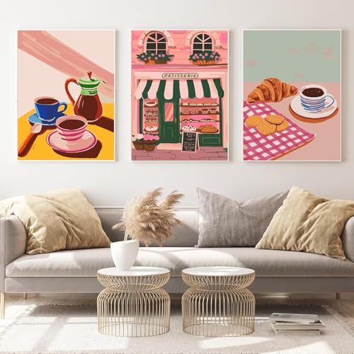 ChicAbode 6 Pack Paint by Numbers Kit , and Bread Theme DIY Acrylic Canvas Painting Set, Numbered Art for Home Wall Decor, for Adults, Coffee, 15x20 Cm