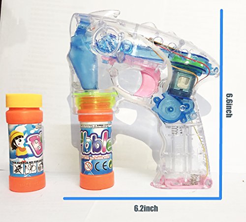 Bdwing Bubble Gun Shooter Regular Transparent Bubble Blower Machine | Toy Bubble Blaster for Kids, Parties, Etc. - with LED Flashing Lights, Extra Refill Bottle, Sound-Free