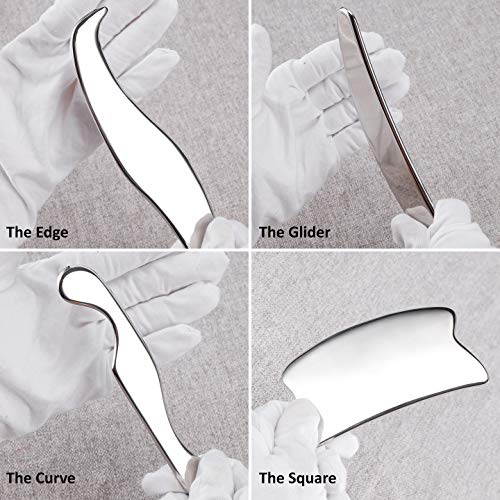 Professional Set of 6 Pcs Medical Grade Stainless Steel Gua Sha Scraping Massage Tools, Myofascial Release Kit for Soft… - Image 6