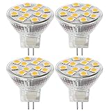 2.4W LED MR11 Light Bulbs, 12v 20w Halogen Replacement, GU4 Bi-Pin Base, Soft White 3000K, (Pack Of 4)