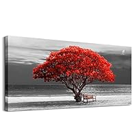 wall art for living room Decorations Photo Prints - The red tree The scenery Landscape - Modern Home Decor The room Stretched and Framed Ready to Hang artwork 20x40inches