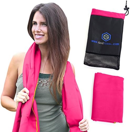 Microfiber Quick Dry Travel Towel – Best Lightweight &amp; Sports Towel for Beach, Fitness, Gym, Yoga, Bath – Antibacterial &amp; Extra Absorbent – Free Carry Bag for Easy Storage