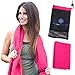 Go2Towel Microfiber Towel with Bag, 30-Inch-by-60-Inch, Fuchsia with Yellow Sewing