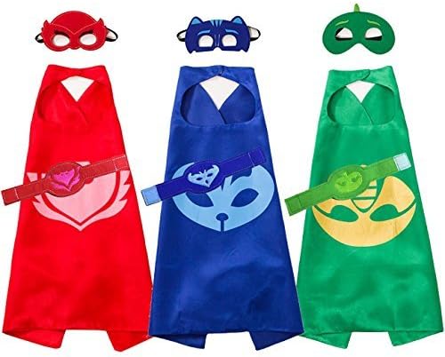 Yostra Kids Cartoon Cape Mask With Bracelet Costume For Catboy Owlette Gekko Dress Up