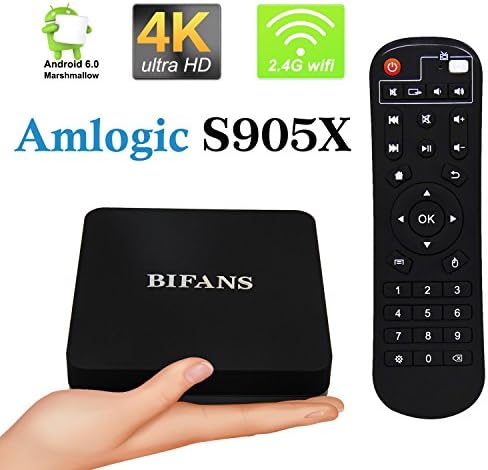 Android 6.0 TV Box, Pro RAM 1GB ROM 8GB Android TV Box Amlogic S905X Quad-Core 64 Bits and True 4K HDR Ultra-HD Streaming Media Players with IR Remote control Black (S905X)