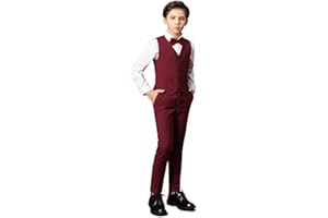 Boihedy Boys Suit Kids Formal Wedding Tuxedo Dress Suits for Teen Boys Vest and Pants Set