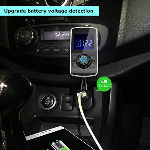 Bluetooth FM Transmitter for Car, Wireless in-Car FM Radio Adapter Car Charger with Dual USB Ports Handsfree Call | AUX Input | HD 3-Modes Music Play| Support TF Card/SD Reader | LCD Display