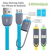 Lightning USB Cable, Smilism [2 Pack] 3.3ft Lightning & Micro USB Charging Cord for Iphone 6 6 Plus 5 5s 5c, Ipad Air, Sumsung, HTC, Motorola, Nokia and Other Android Phones Tablet (Yellow,Green)