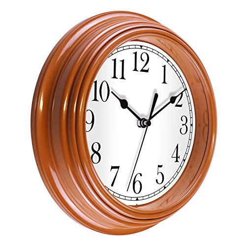 Foxtop 9 Inch Silent NonTicking Wall Clock Battery Operated Quartz