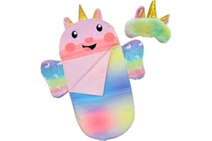 FERBERBEARS Baby Doll Sleeping Bag Toy Playset Rainbow Unicorn Doll Bedding Slumber Bed Accessories with Eye Mask Doll Unicorn Style Sleeping Bag (for 18 inch Doll)
