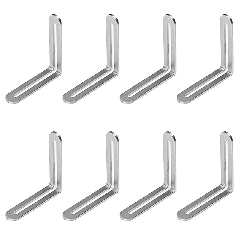 8Pcs Sliver Slotted Brace,Stainless Steel Corner Brackets,L Corner Braces,80*80mm Adjustable Angle Corner Brace for Furniture