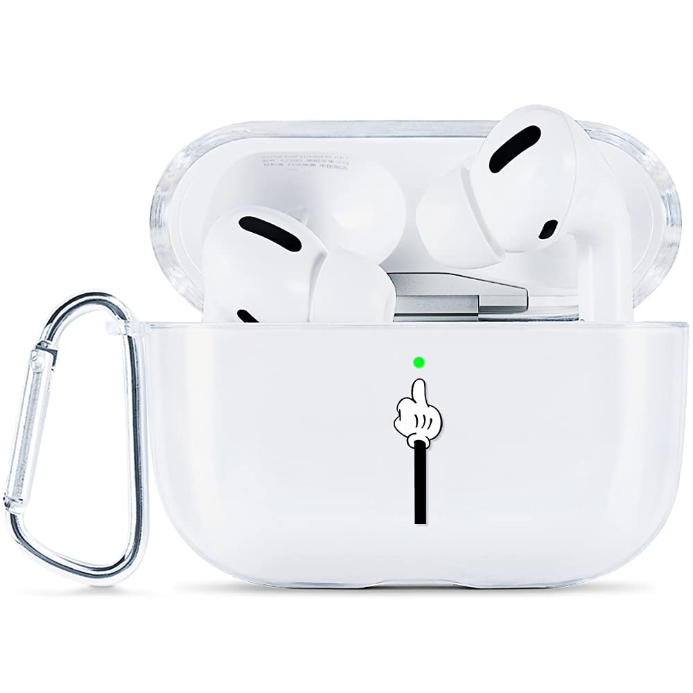 AKABEILA Case Compatible with Apple AirPods Pro Case with Carabiner Transparent Silicone Cute Design AirPod Pro 2019 Case Cover Front LED Visible Wireless Charging Case