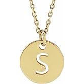 Sonia Jewels Solid 14k Yellow Gold Alphabet Initial Letter S Charm Pendant Chain Necklace Adjustable 16" to 18" (10mm)