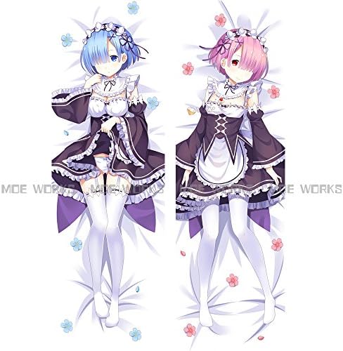 1Deatifight Japanese Anime Life in a Different World from Zero Rem Ram Dakimakura Pillow Case Cover Hugging Body Sides 15050cm