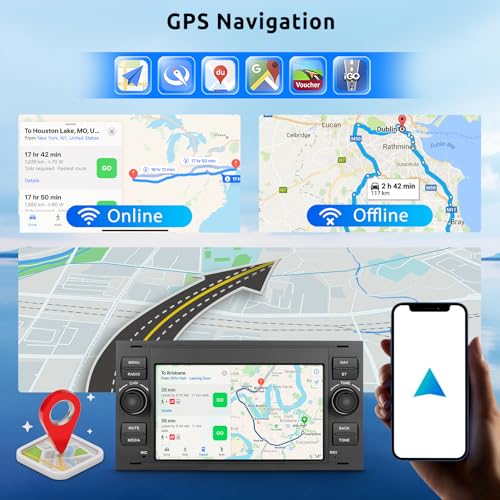 VECHTEL 2G+64G Car Radio for Ford Focus Fiesta C/S-Max Transit Galaxy Mondeo Connect with CarPlay Android Auto Wireless, 7 Inch Touch Screen Car Radio Android 13, GPS WiFi Bluetooth