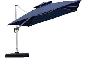 PURPLE LEAF 10ft Patio Umbrella Outdoor Square Umbrella Large Cantilever Umbrella Windproof Offset Heavy Duty Sun for Garden Deck Pool Patio, Navy Blue