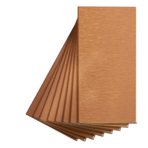 Aspect Peel and Stick Backsplash 3inx6in Brushed Copper Short Grain Metal Tile for Kitchen and Bathrooms