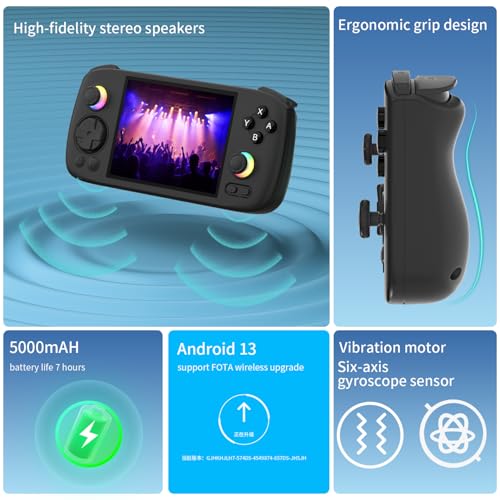 RG 406H Retro Handheld Game Console with 4-inch IPS Screen RGB Lighting Handheld Gaming Console with Android 13 System and 128G TF Card 5000mAh Battery Black