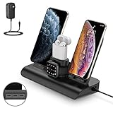 SimJoy Wireless Charger,Wireless Charger Stand, 4 in 1 Charging Stand Dock Compatible with Apple Watch,iPad, AirPods and Fast Wireless Charging Stand for iPhone 11/11 Pro/X/XS/XR/Xs Max/8/8 P