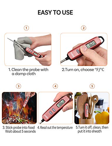 Habor 022 Meat Thermometer, Instant Read Thermometer Digital Cooking Thermometer, Candy Thermometer with Super Long Probe for Kitchen BBQ Grill Smoker Meat Oil Milk Yogurt Temperature