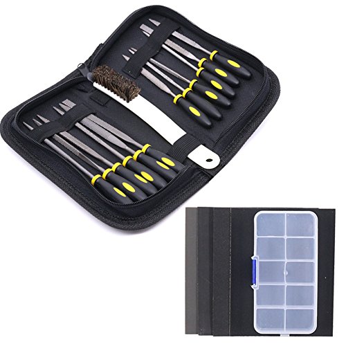 image for Swpeet 18Pcs Needle File Set with 4 Pcs Sandpaper, Mini Assorted Wood 