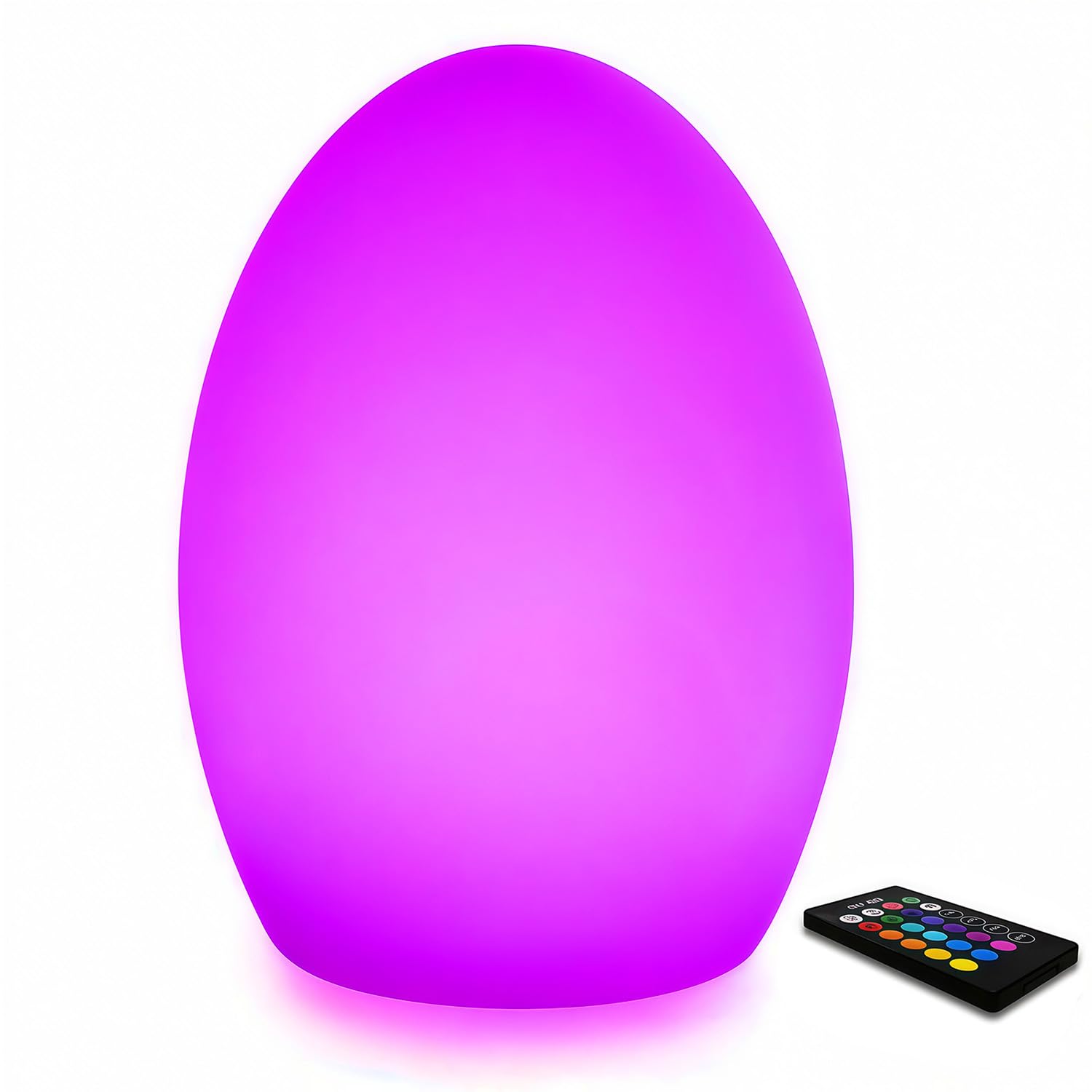 Mr.Go 8" LED Egg Lamp Night Light Rechargeable Bedside Lamp Color Changing Mood Light with Remote Control, 16 Colors, 8 Dimmable Brightness, 4 Special Effects for Better Sleep & Create Atmosphere