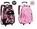 Children Trolley School Bag Backpack Wheeled School Bag For Grils Kids Wheel Schoolbag Student Backpacks Bags (pink)