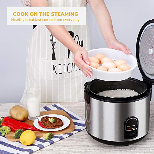 Electric Rice Cooker Food Steamer - Smart 10 cup Rice Cooker Steamer with Automatic Keep Warm Function, Perfect for Soups, Stews, Grains & Oatmeal (1.8L)
