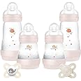 MAM Feed and Soothe Set, Anti-Colic Newborn Bottle Set Complete with Baby Soothers, Suitable from 0+ Months, Ideal Baby Gift Set For New Parents, Grey(Designs May Vary)