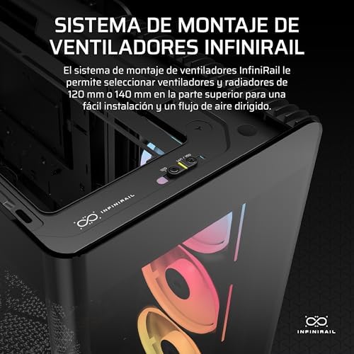 Quadro 4500X LX-R RGB Semitower para PC com vidro panorâmico – Sistema de montagem InfiniRail, capacidade para dois radiadores de 360mm, inclui 3 ventoinhas LX120R – pretas