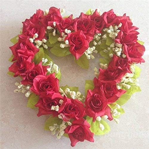 C&C Products 6 Colors Simulation Flower Heart Wreath Artificial Rose Heart Garland Home Wedding Decor