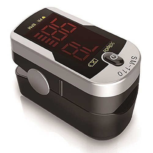 Deluxe SM-110 Two Way Display Finger Pulse Oximeter with Carry Case and Neck/Wrist Cord
