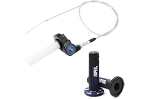 0769FUWU Universal 22mm 7/8" Twist Throttle Handle Grip + Cable for Cross-Country Motorcycle 250 Dirt Pit Motor Bike Motorcycle CRF70 TTR KLX110 SSR Thumpstar YCF（Bule）