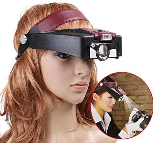 10X Head-mounted Illuminated Magnifier w/ LED Light Glass Loupe Jewel Repair
