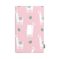 Pznen Pink Llama Single Toggle Light Switch Cover