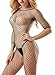 Vorifun Women's Sexy Bodystocking Strap Bodysuits Thigh Lingerie Fishnet(Black) (Black 8)