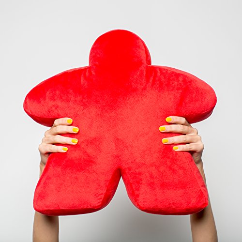 Red Meepillow - The Meeple-Shaped Plush Pillow! Perfect for fans of board games like Carcassonne, Settlers of Catan, Ticket to Ride, Pandemic, 7 Wonders, Power Grid, Agricola, Karuba, Tokaido & more!