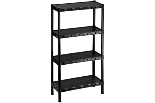 Estante Plástica Modular Multiuso 4 Prateleiras Agraplast 851 para Lavanderia, Garagem e Casa - Preta