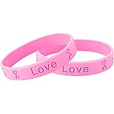Breast Cancer Awareness Pink Silicone Bracelets - Ribbon Design for Women Survivors - Fundraising, Charity, Walks