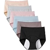 WYCFBD 6pcs Incontinence Underwear for Women, High Waisted Ladies Underwear, Reusable Cotton Panties, Washable
