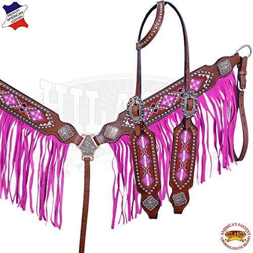 Western Horse One Ear Headstall Breast Collar Set Tack American Leather