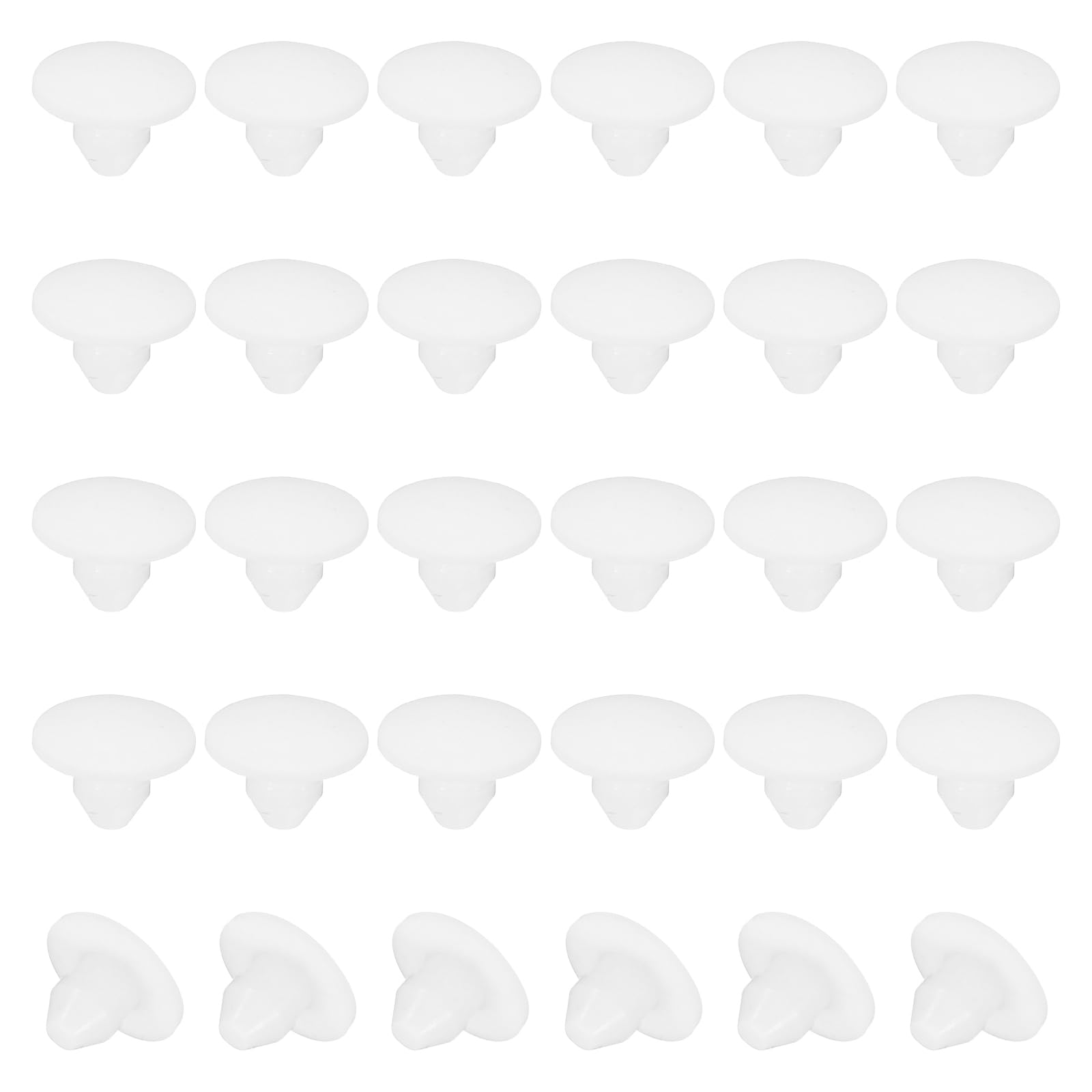 PATIKIL 4mm Diameter Silicone Round Snap, 40 Pcs in Type Locking Furniture Hole Plug Button Wide Edge Protective Cover Fit for 3.8-4.2mm Hole for Seal Bulkhead Cylinder, White — image 1