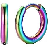 FaithHeart Stainless Steel Black/Silver/Gold Hoop Earrings for Men - Hypoallergenic Small Huggie Hoop Earrings Lightweight Sleeper Earrings Waterproof Cartilage Piercing Jewelry Gift 7-16mm