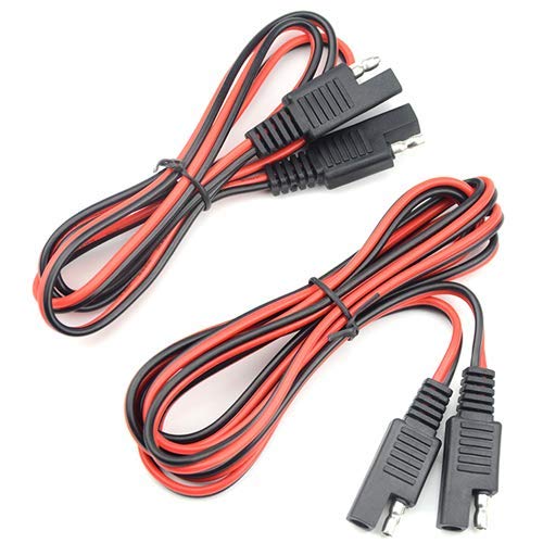 2PCS SAE 2Pin Automotive Extension Cable Quick Disconnect Extension Wire 18 AWG(3Feet+6Feet)