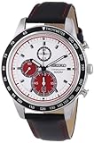 Seiko White Dial Chronograph Black Leather Mens Watch SNDD91
