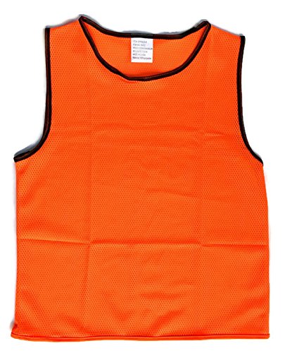 Youth Scrimmage Vests, Youth Team Practice Pinnies, Youth Scrimmage Jerseys, Youth Scrimmage Training Vests For All Sports, by Playscene (12 Pack) (YOUTH, NEON ORANGE)